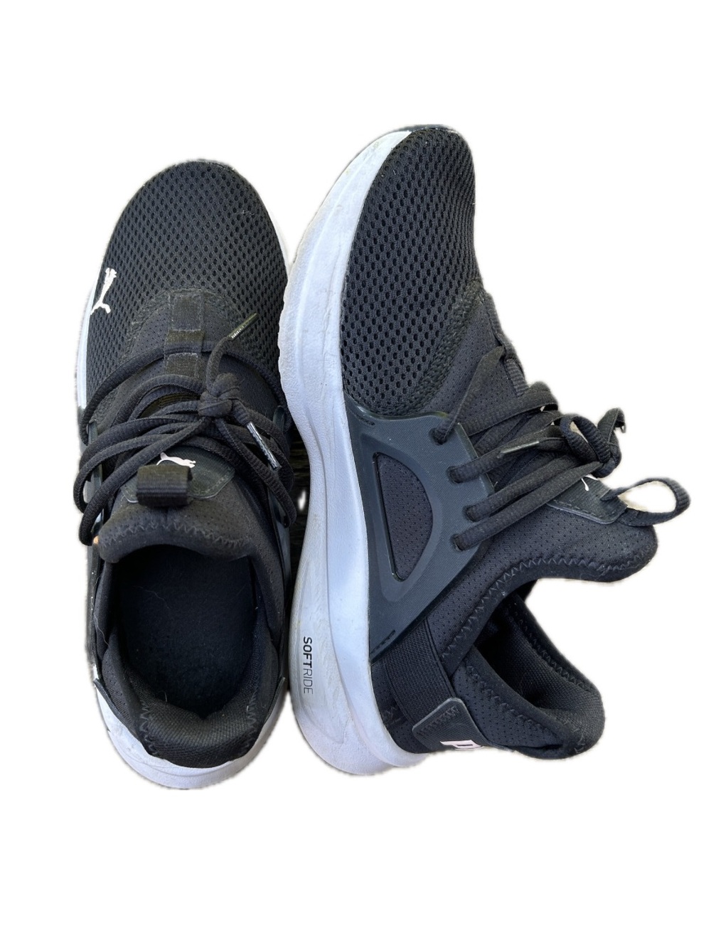 Puma Softride Women’s Black Mesh & White Sole Running Sneakers